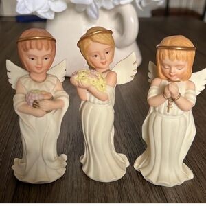 Lot of 3 Vintage Home Interiors Porcelain Bisque Angel Figurines 12245-04